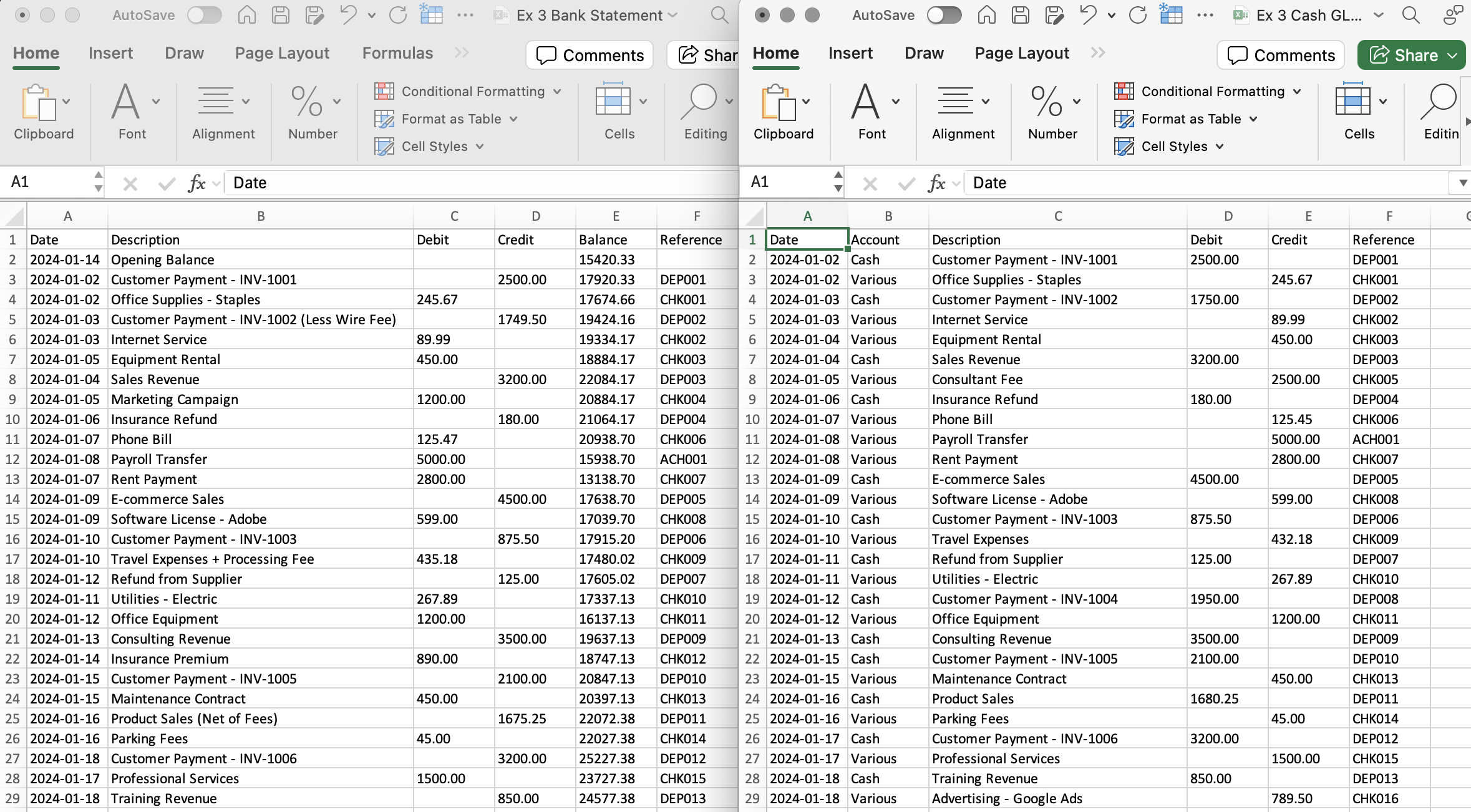 Excel Comparison Example